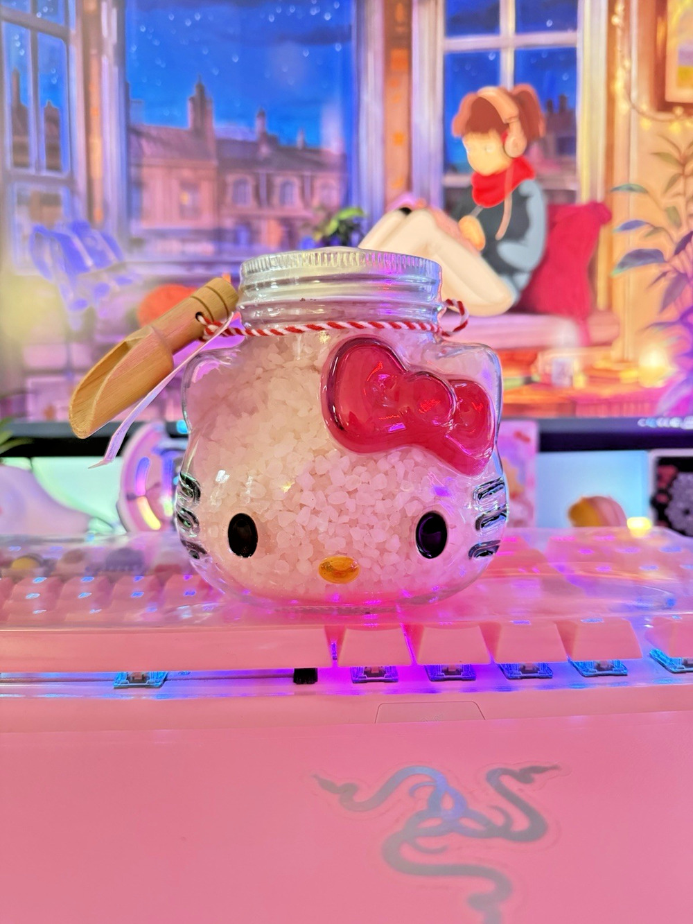 Hello Kitty Bath Salts Crystal Glass Jar Lid Lavender Clouds 2025 Sanrio READ